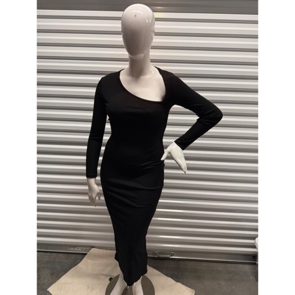 Micas Asymmetrical Neck Slit‎ Maxi Dress Black size L - Picture 11 of 14